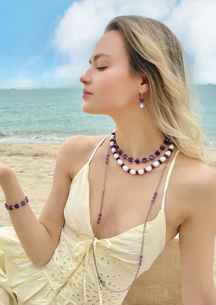 Heart-Shaped Amethyst Adjustable Bracelet LB004 - FARRA
