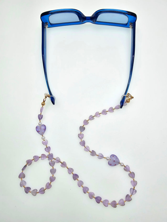 Heart Shaped Amethyst Eye Glasses Chain EC015