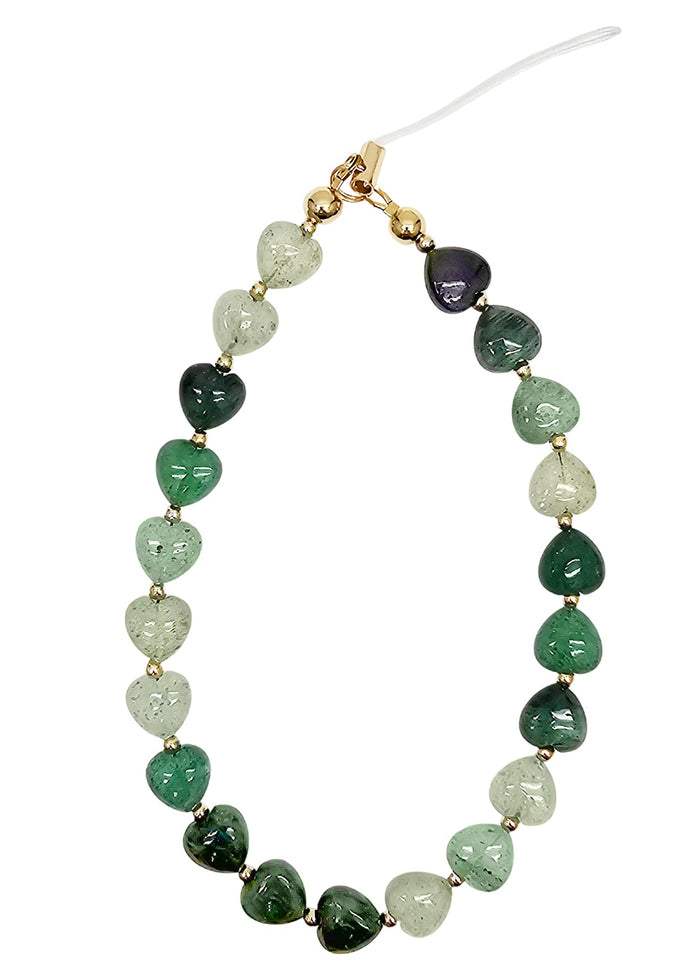 Heart Shaped Green Aventurine Phone Strap PC022