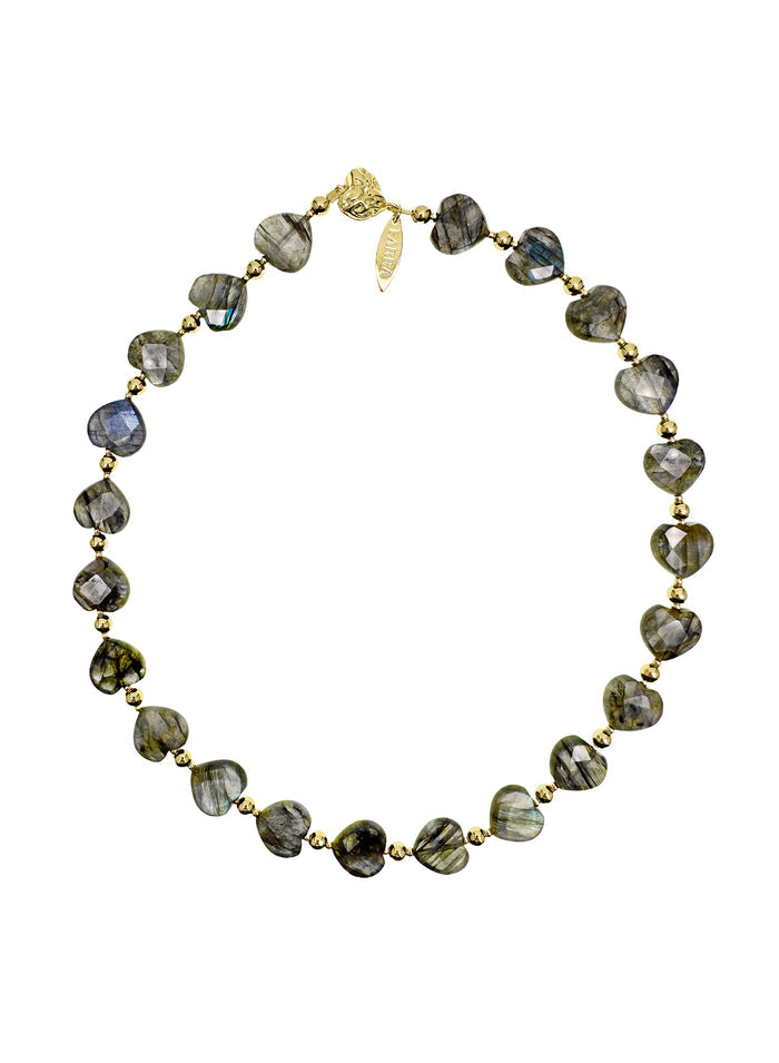 Heart-Shaped Labradorite Choker Necklace LN075 - FARRA