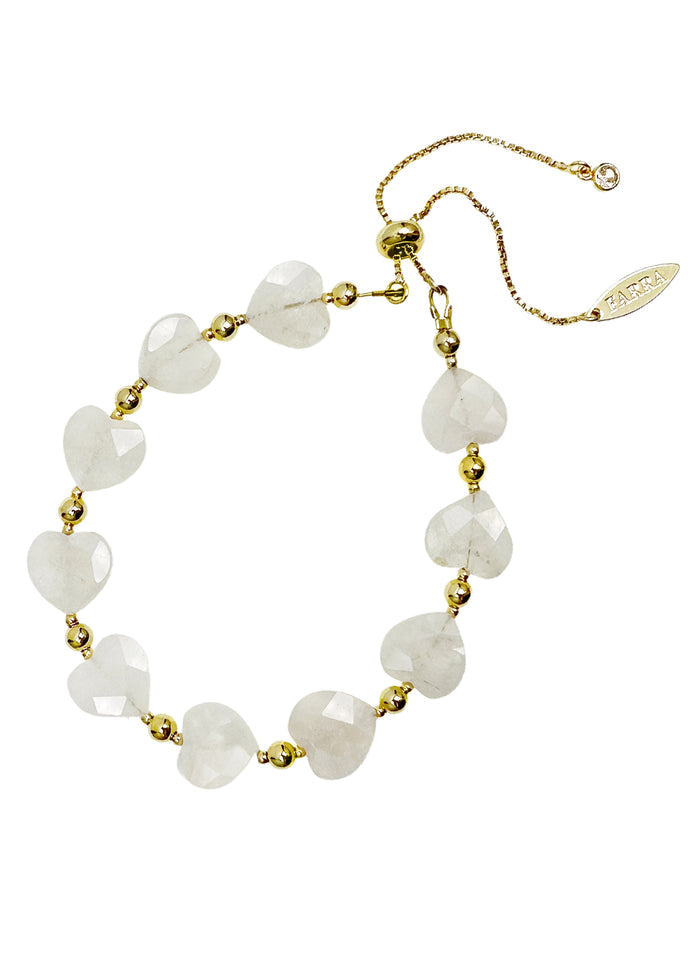 Heart Shaped Moonstone Adjustable Bracelet LB017 - FARRA