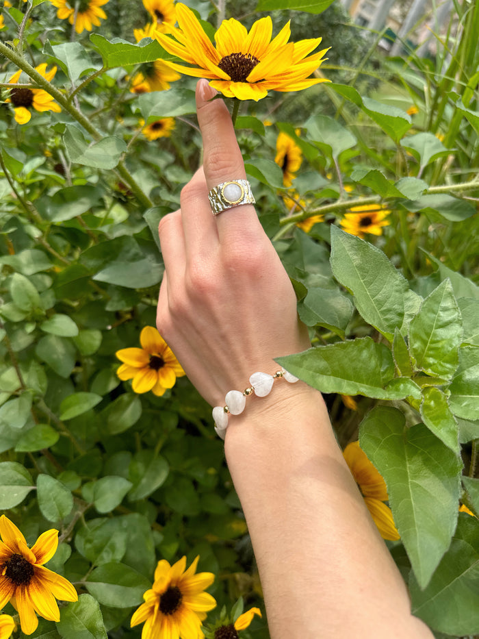 Heart Shaped Moonstone Adjustable Bracelet LB017 - FARRA