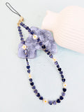 Heart Shaped Sodalite With Shell Flower Gemstone Phone Strap PC073