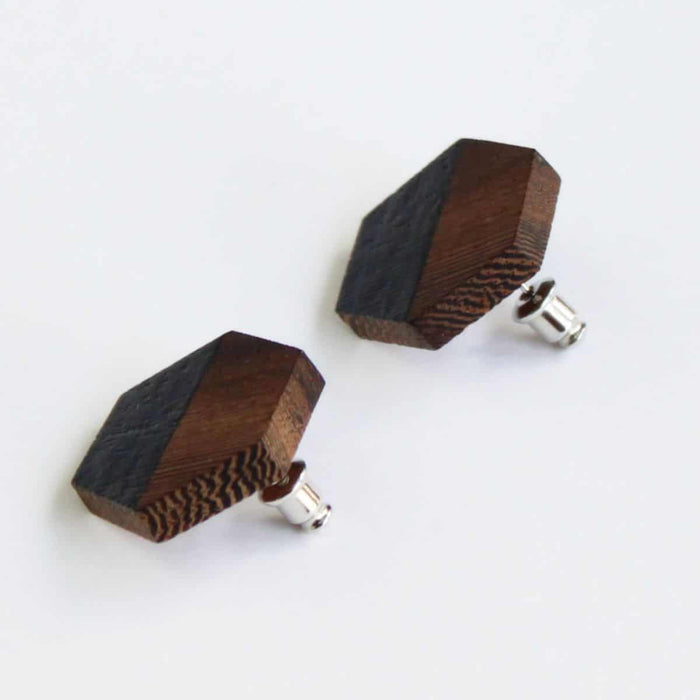 Hexagon Wooden Post in Charcoal - Sylca Designs - Chunky Jewelry