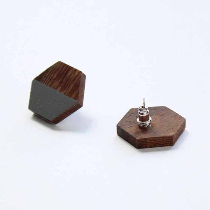 Hexagon Wooden Post in Grey - Sylca Designs - Chunky Jewelry
