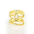 gold wire ring with pearl