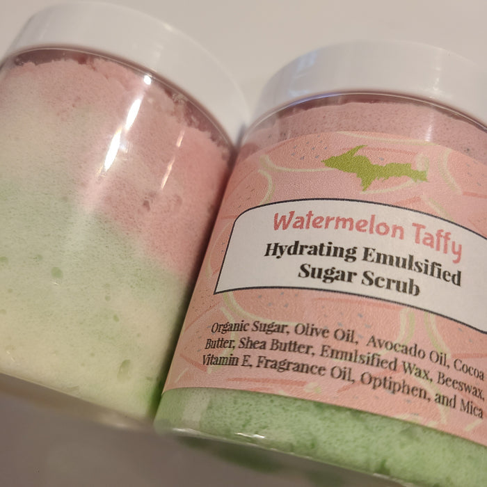 Hydrating Emulsified Sugar Scrub with Shea Butter, Cocoa Butter, Avocado Oil