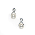 pearl stud earrings with infinity silver detailing