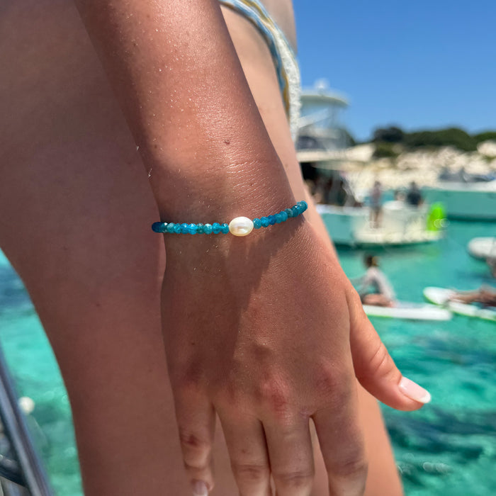 Into the Blue Keshi Pearl Apatite Bracelet