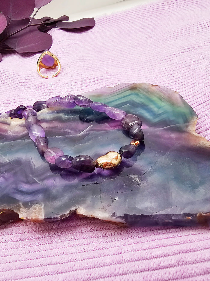 Irregular Amethyst Minimalist Bracelet SB005