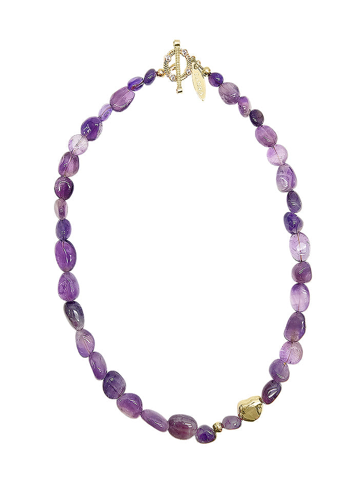 Irregular Amethyst Minimalist Necklace SN009