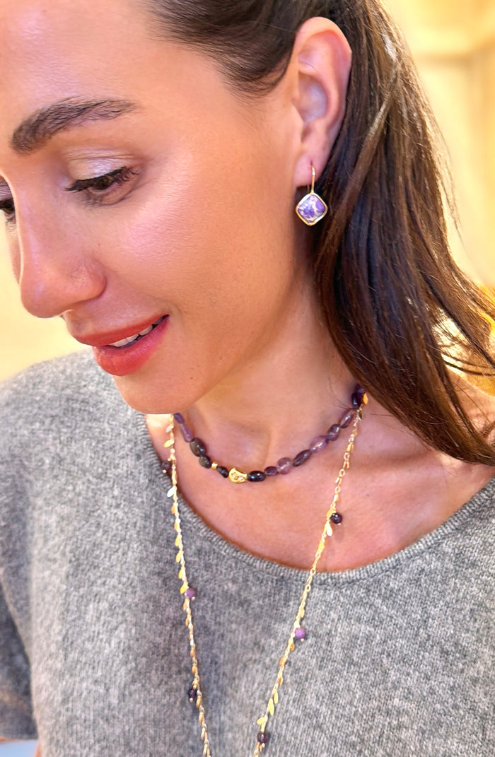 Irregular Amethyst Minimalist Necklace SN009