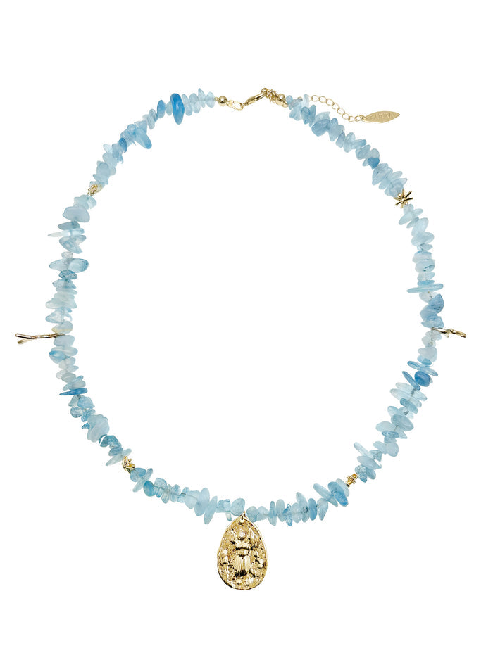 Irregular Aquamarine Pendant Necklace LN026 - FARRA