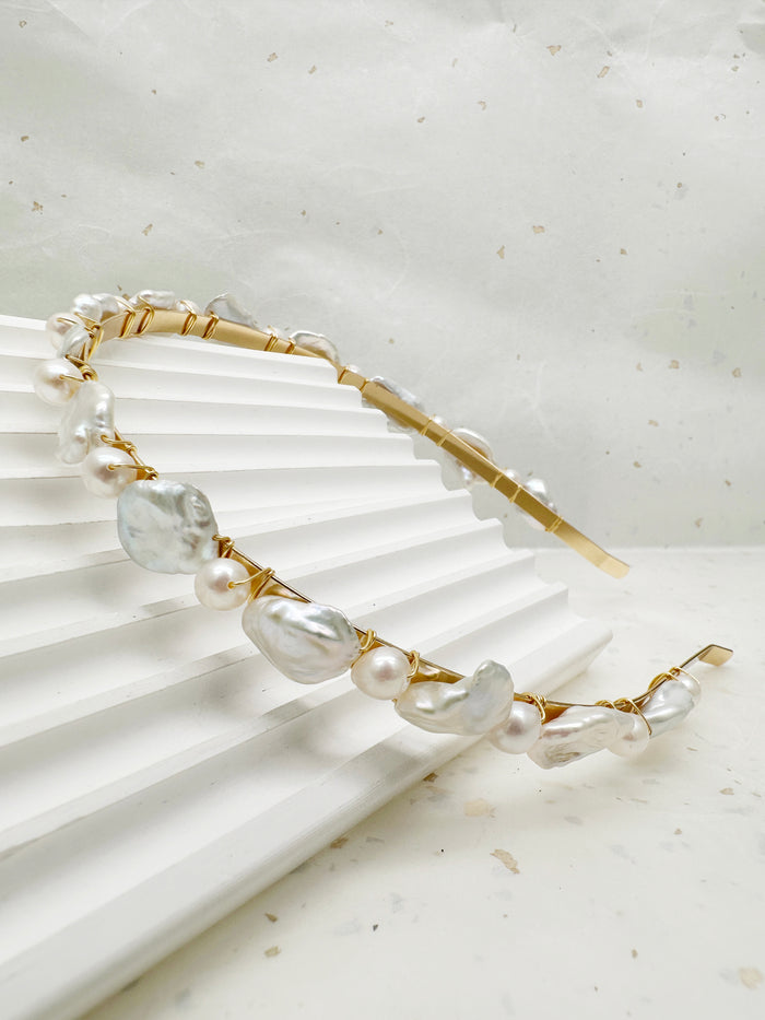 Irregular Freshwater Pearls Handcrafted Hair Band LH002