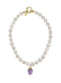 Irregular Freshwater Pearls With Purple Raspberry Pendant Necklace/Choker LN017 - FARRA