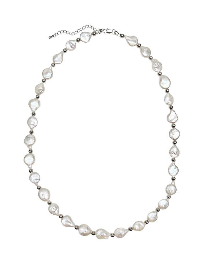 Irregular Freshwater Pearls With Sterling Silver Men Necklace MEN11
