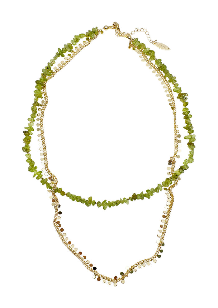 Irregular Peridot Double Layer Necklace LN082