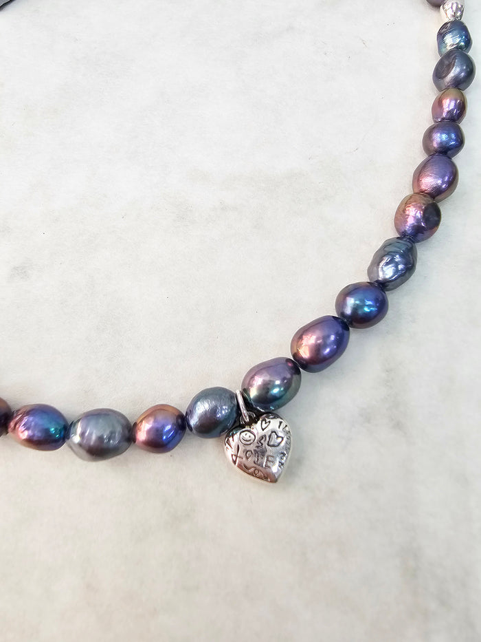 Irregular Purple Freshwater Pearls Mens Necklace MEN03