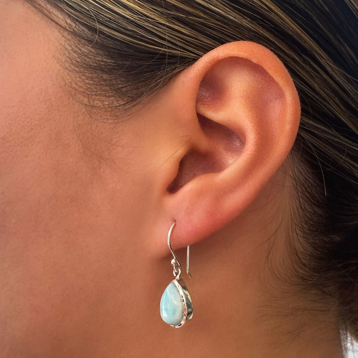 Island Hues Larimar Dew Drop Hook Earrings Medium | Sterling Silver Larimar Earrings
