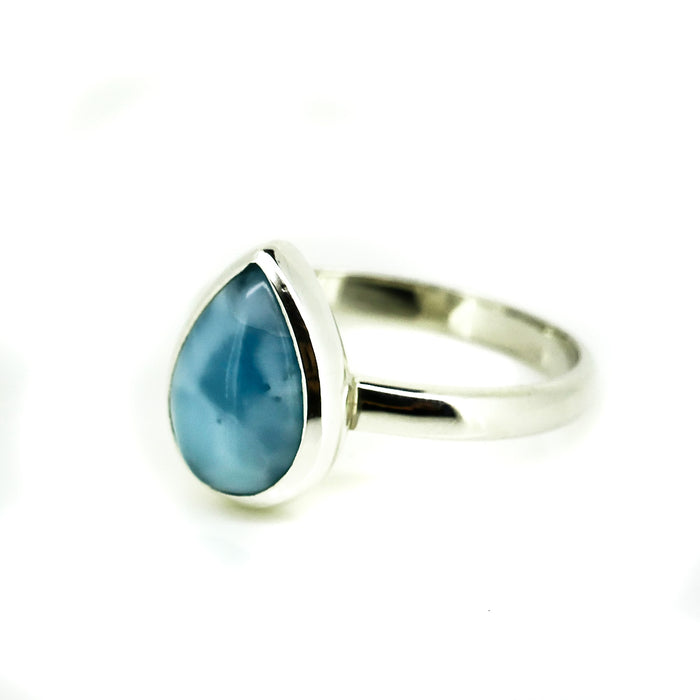 silver dew drop larimar ring