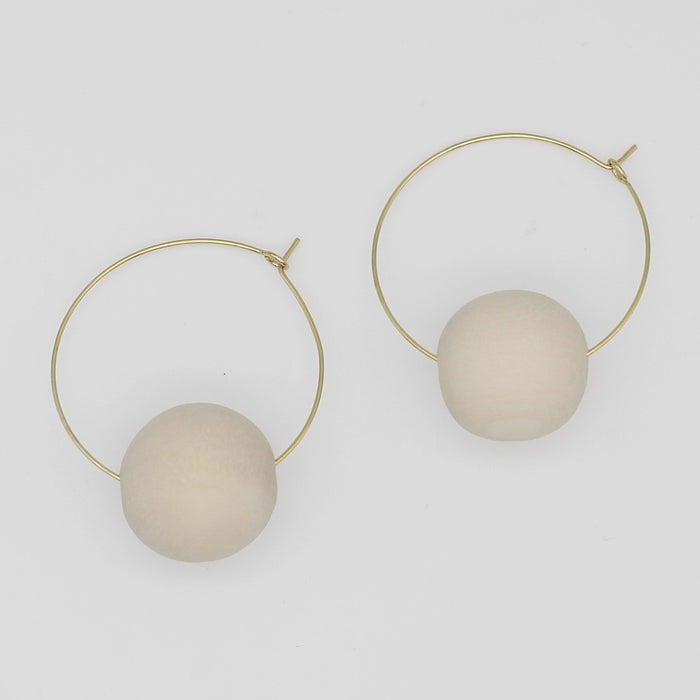 Ivory Ball Hoop Dangle Earring - Sylca Designs - Chunky Jewelry