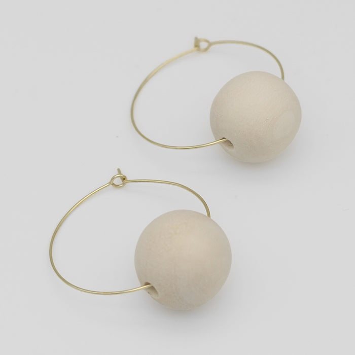Ivory Ball Hoop Dangle Earring - Sylca Designs - Chunky Jewelry