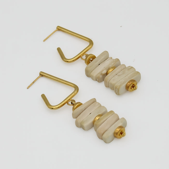 Ivory Stacked Drop Earrings - Sylca Designs - Chunky Jewelry