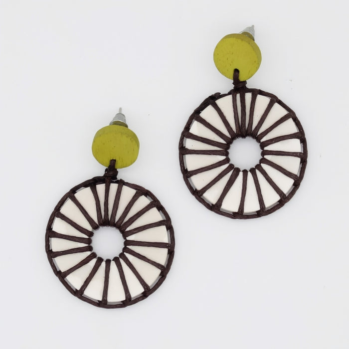 Ivory Wrapped Bead Riu Earrings - Sylca Designs - Chunky Jewelry