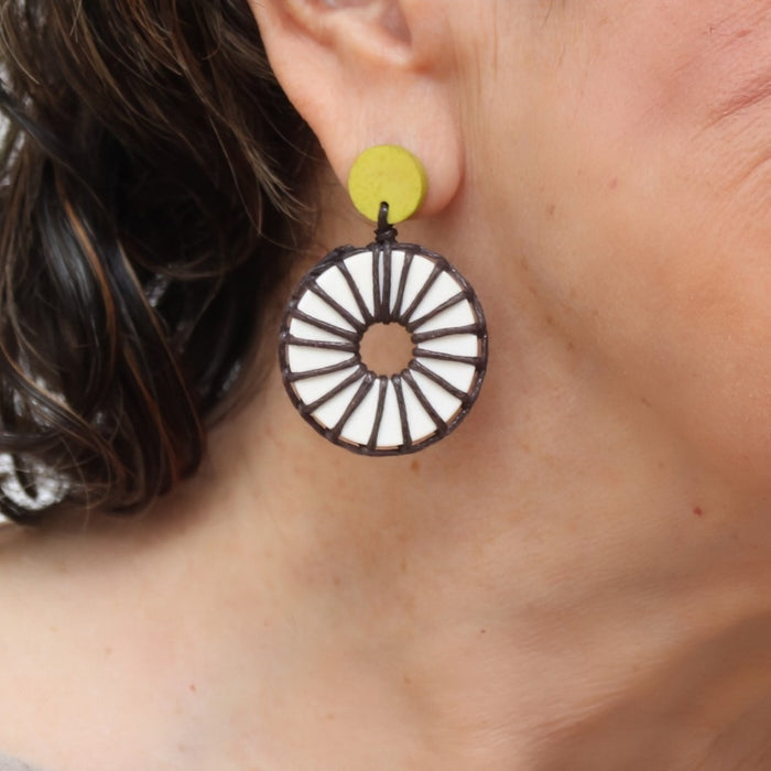 Ivory Wrapped Bead Riu Earrings - Sylca Designs - Chunky Jewelry