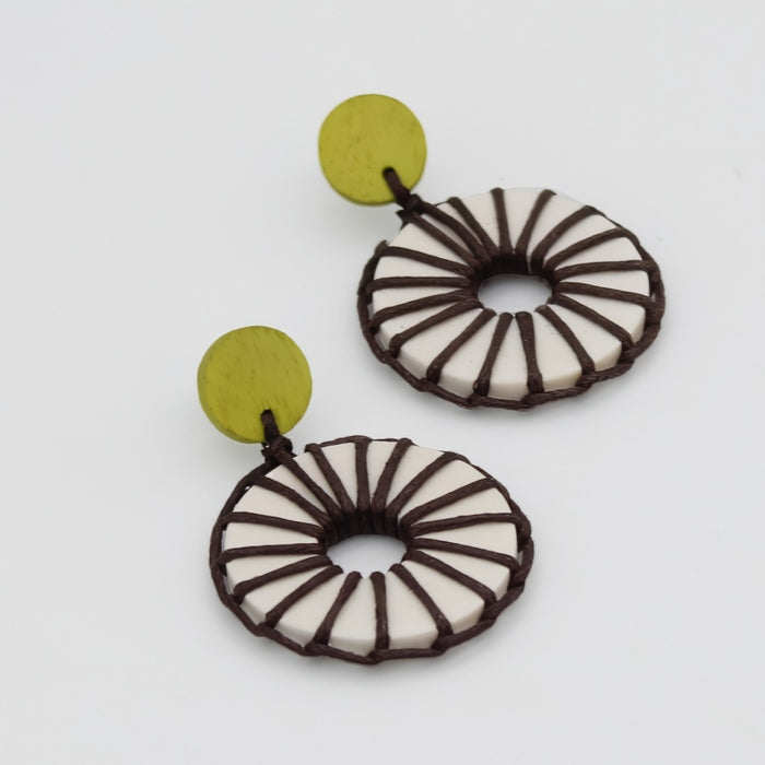 Ivory Wrapped Bead Riu Earrings - Sylca Designs - Chunky Jewelry