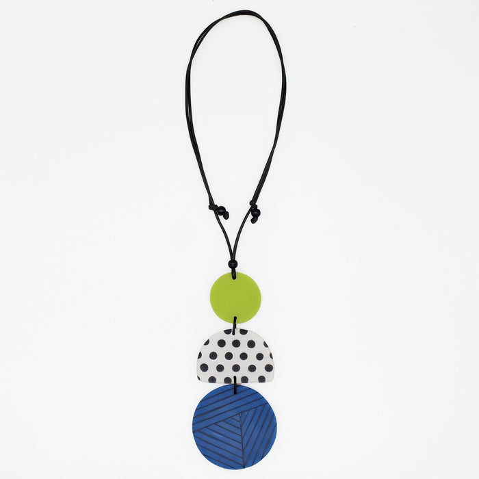 Justine Blue and Lime Mixed Art Pendant
