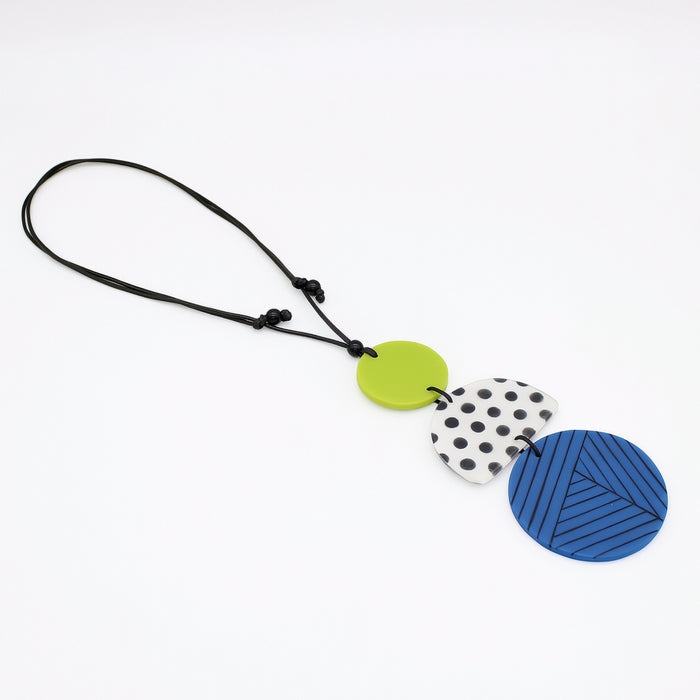 Justine Blue and Lime Mixed Art Pendant