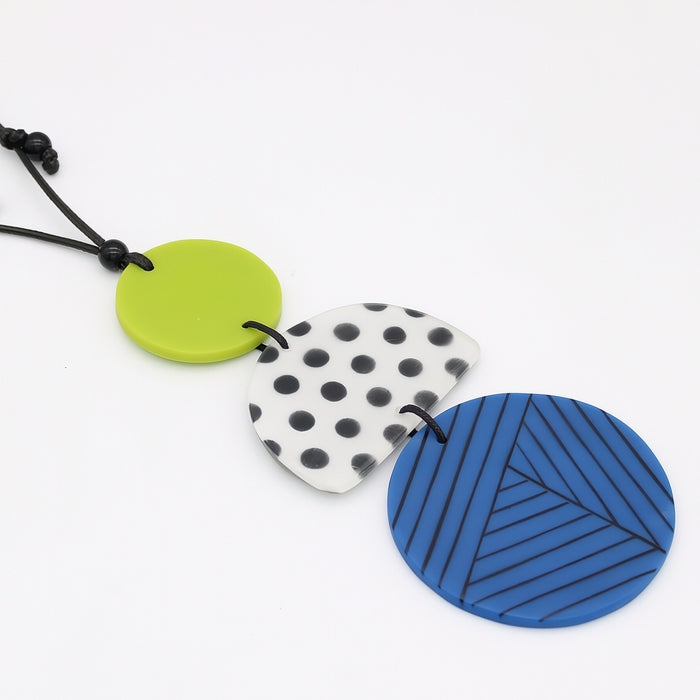 Justine Blue and Lime Mixed Art Pendant