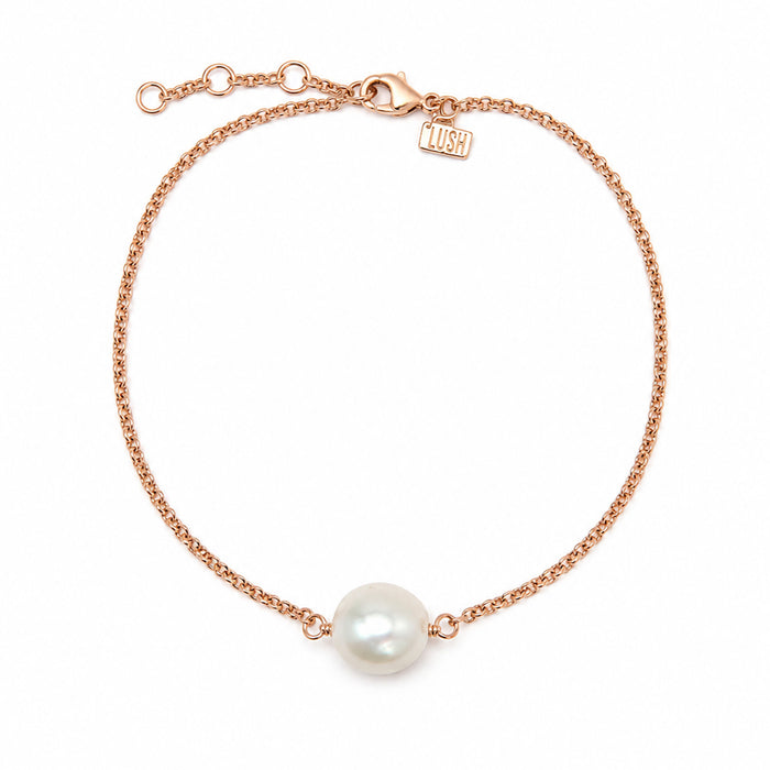 rose gold vermeil anklet with a freshwater keshi pearl designed in broome western australia by lush designs jewellery