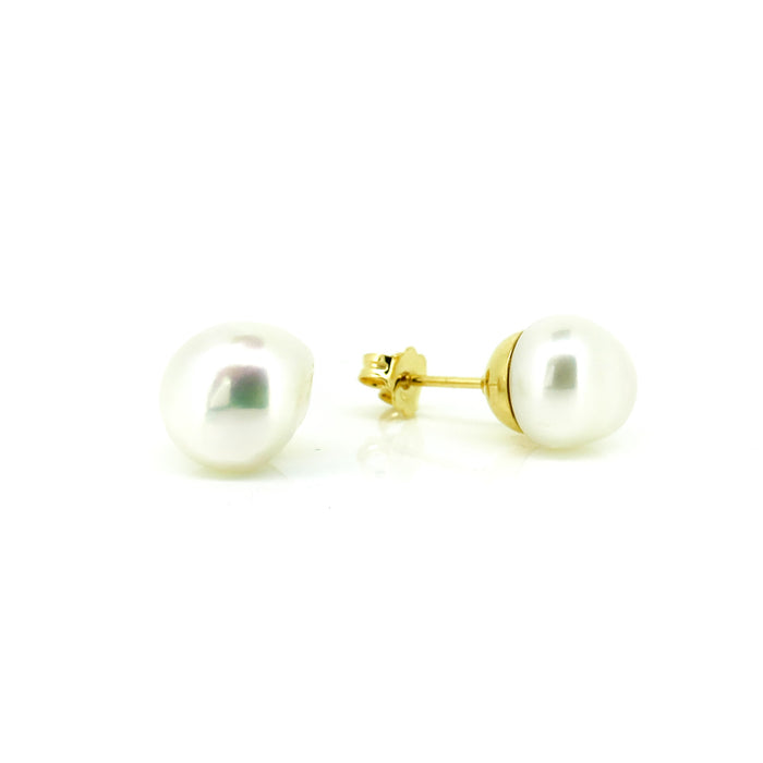 11m keshi pearl studs set in gold vermeil