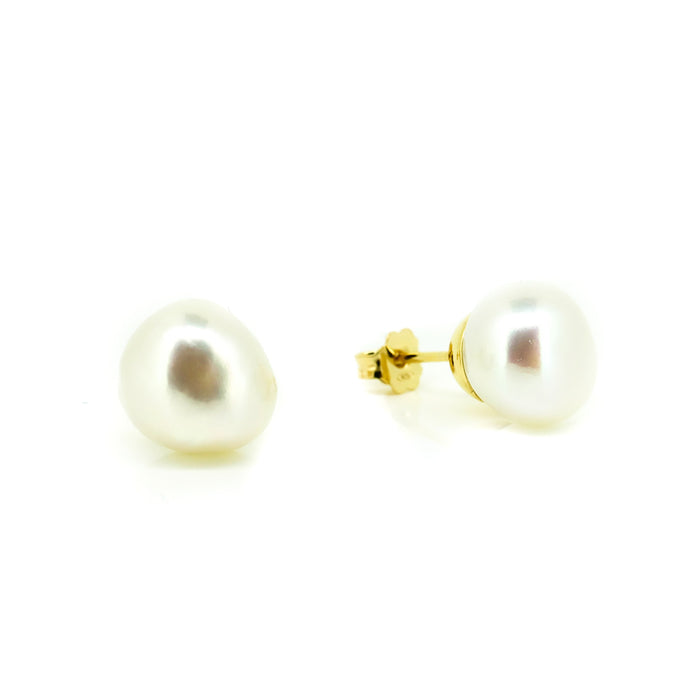 keshi pearl studs 12mm set in gold