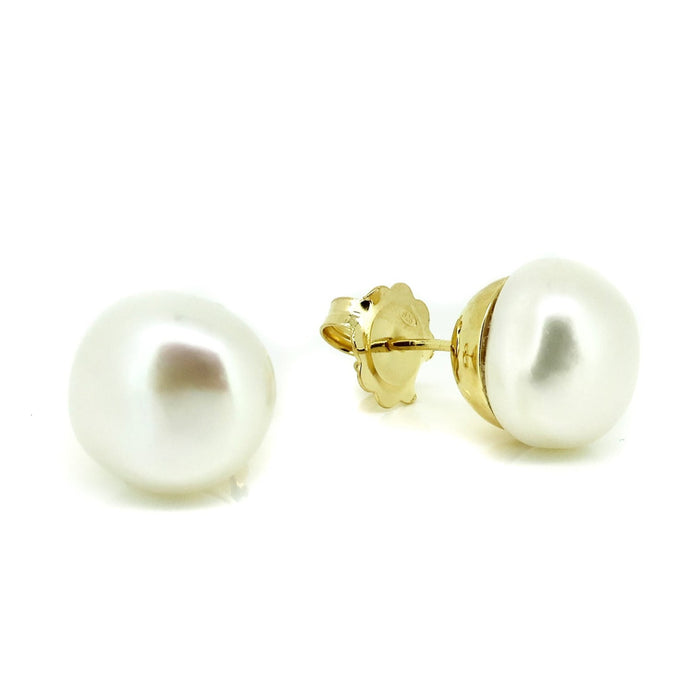 bold keshi pearl 14mm studs earrings set in gold vermeil