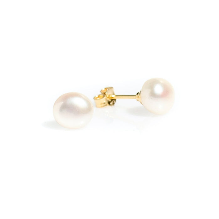 6mm keshi pearl studs set in gold vermeil