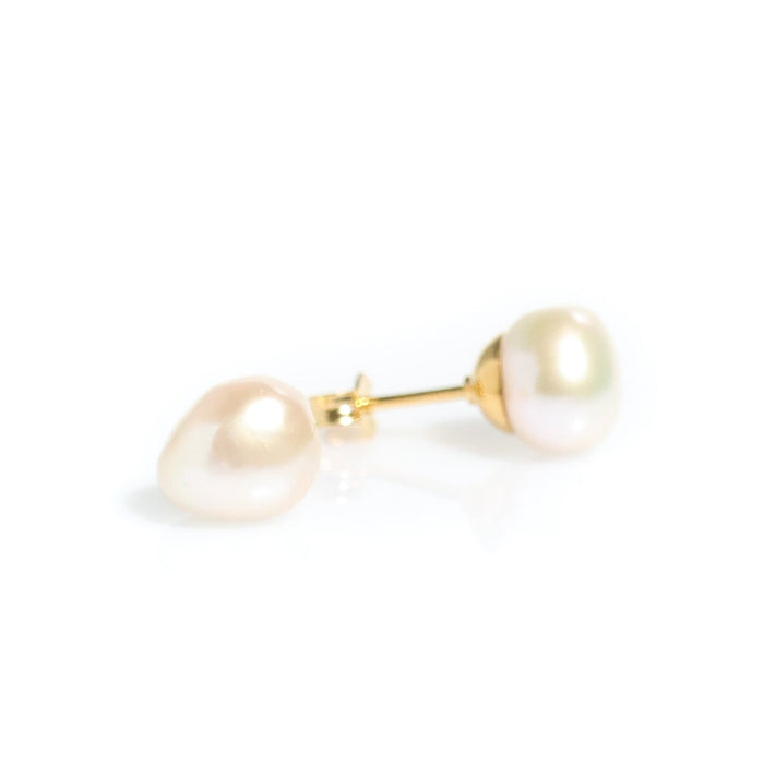 keshi pearl studs 8mm gold vermeil