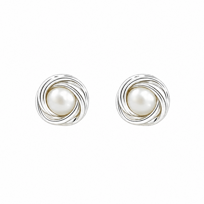 Knot Pearl Studs Silver