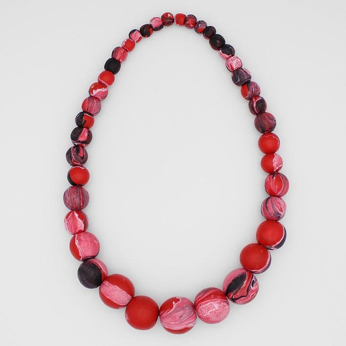 Kori Red and Black Beaded Necklace - Sylca Designs - Chunky Jewelry