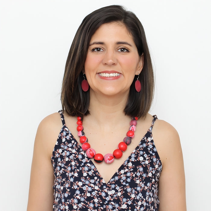 Kori Red and Black Beaded Necklace - Sylca Designs - Chunky Jewelry