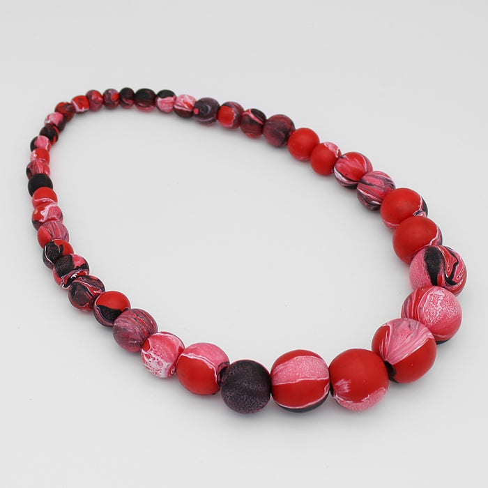 Kori Red and Black Beaded Necklace - Sylca Designs - Chunky Jewelry
