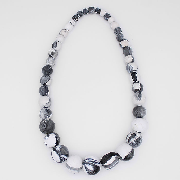 Kori White and Black Beaded Necklace - Sylca Designs - Chunky Jewelry