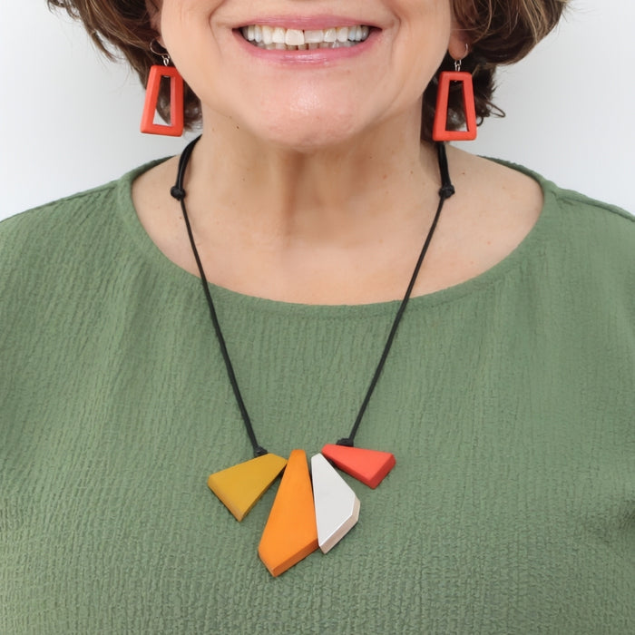 Kyla Trapezoid Orange Necklace