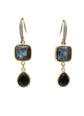 Labradorite With Teardrop Obsidian Earrings PE003