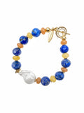 Lapis And Colorful Gemstone With Baroque Pearl Bracelet SB008