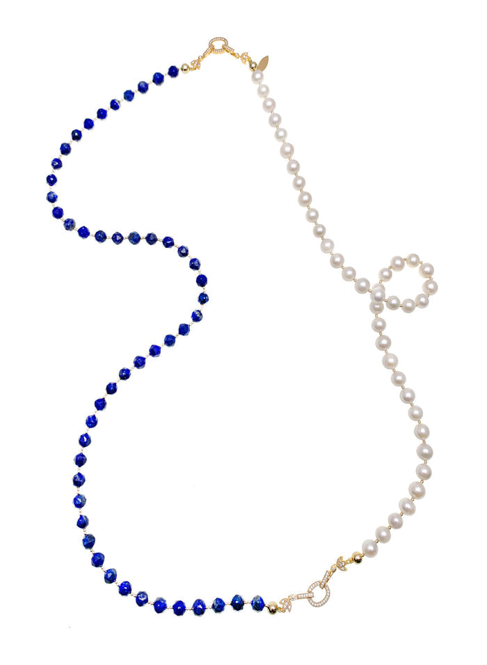 Lapis & Freshwater Pearls Versatile Necklace HN001 - FARRA