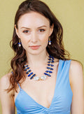 Lapis With Baroque Pearls Stylish Necklace EN020 - FARRA