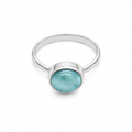 Larimar 10mm Round Silver Ring | Sterling Silver Larimar Ring